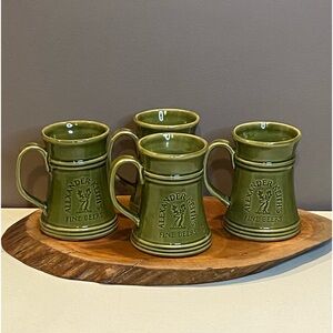 Alexander Keith's set of 4 green stoneware pottery beer stein mug drinking cups